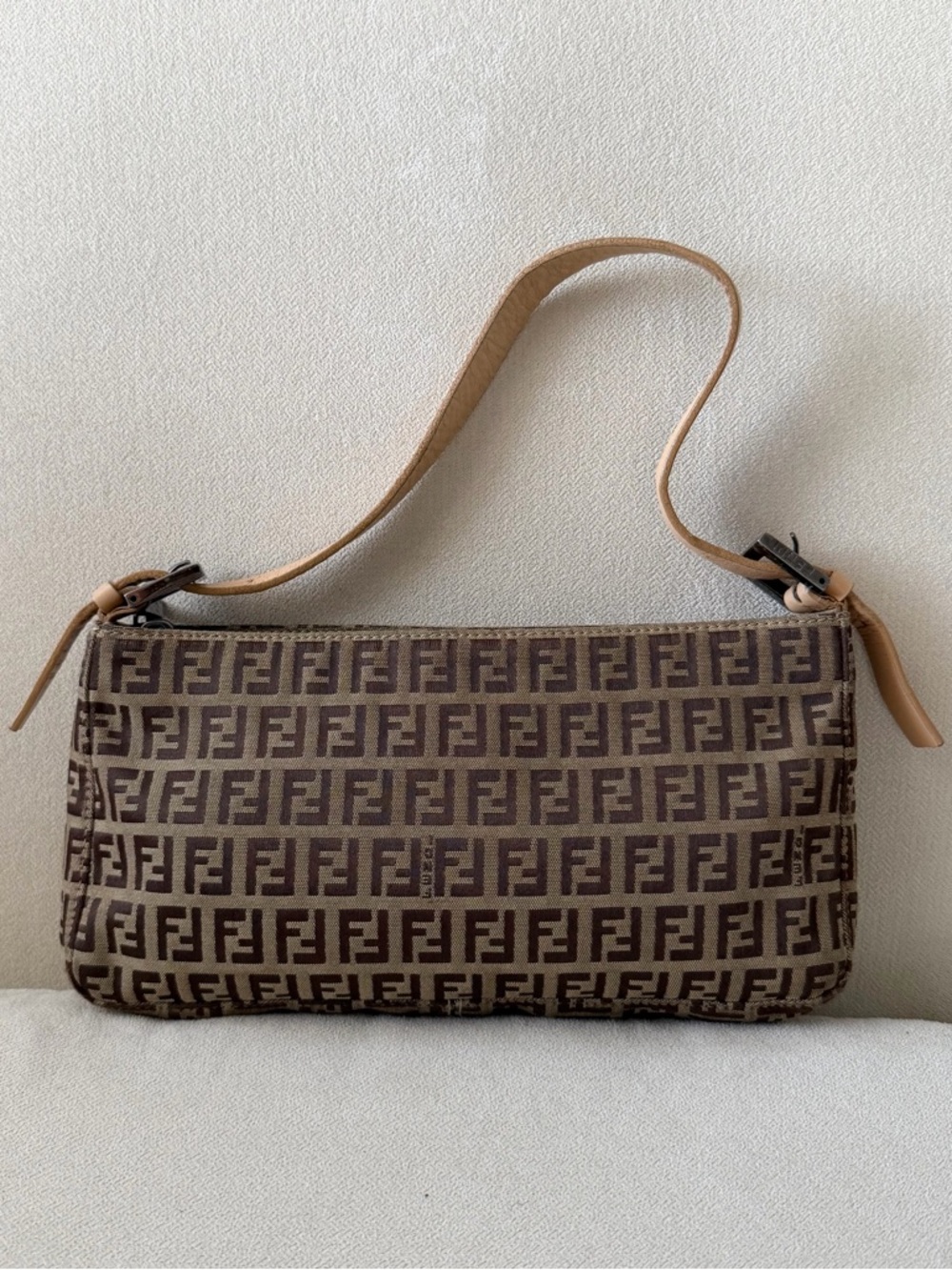 Fendi Tan Zuchinno Canvas Pochette